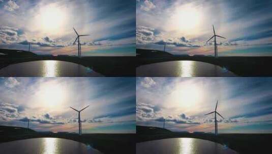 用于电力生产的风车哈沃伊加弗伦风车公园挪高清在线视频素材下载