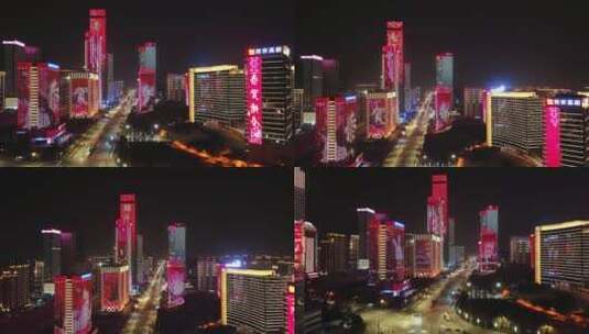西安高新区夜景航拍合集-4k高清在线视频素材下载