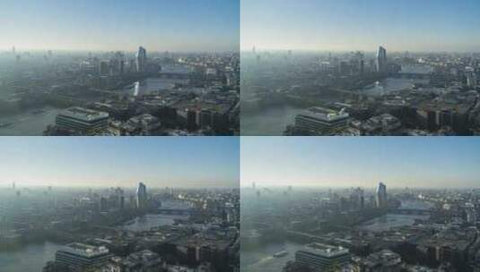 泰晤士河的延时摄影和伦敦的高层建筑高清在线视频素材下载