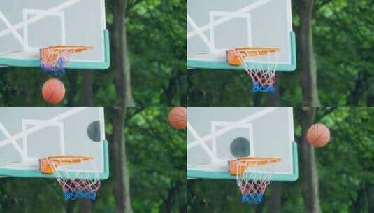 篮球场打篮球投篮扣篮高清在线视频素材下载