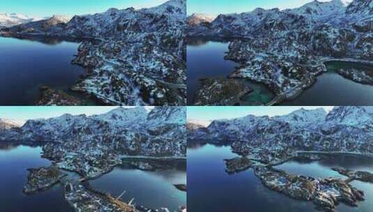 4K航拍挪威塞尼亚岛无限风光雪景高清在线视频素材下载