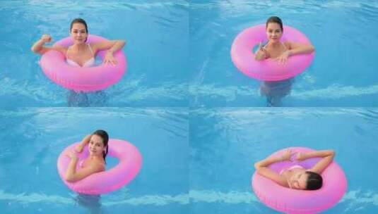 泳池里游泳的美女04高清在线视频素材下载