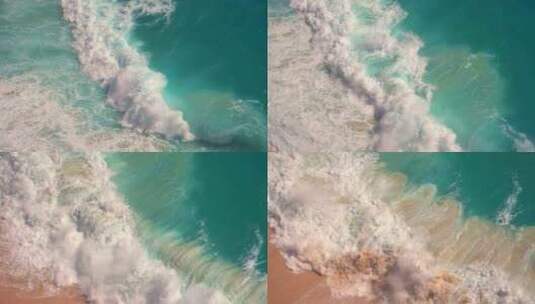 大海海浪浪花海滩高清在线视频素材下载