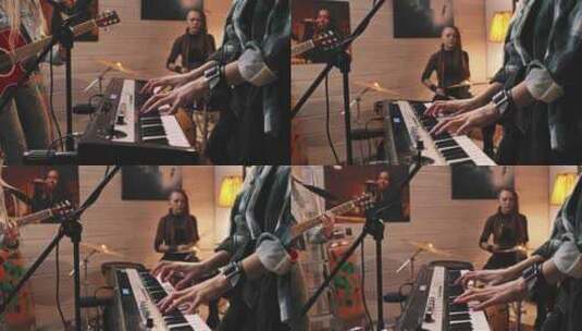 工作室、合成器、麦克风、音乐家高清在线视频素材下载