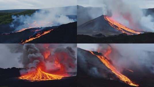 火山爆发岩浆喷射 (2)高清在线视频素材下载