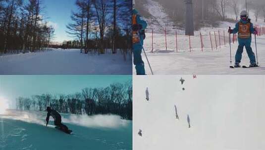 滑雪场滑雪高清在线视频素材下载