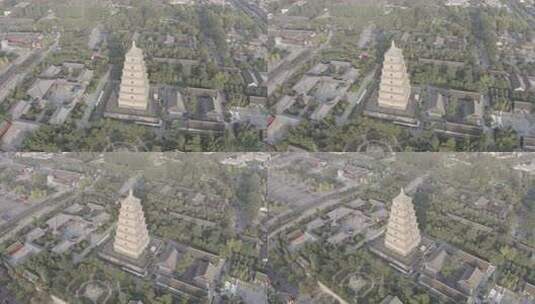航拍视角下的西安大雁塔全景高清在线视频素材下载