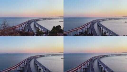 跨海大桥航拍车流画面高清在线视频素材下载