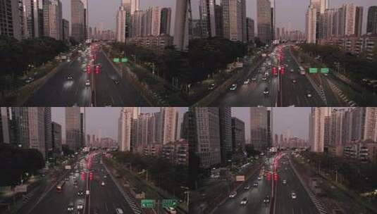 深圳滨河大道城市道路高楼车流景观高清在线视频素材下载