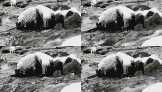 山川溪流水结冰高清在线视频素材下载