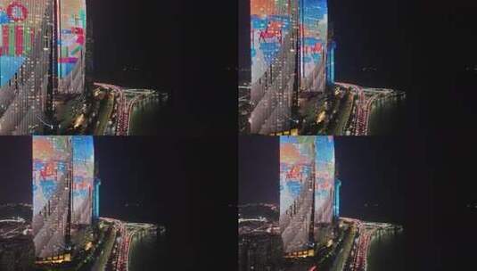 福建厦门演武大桥夜景交通航拍高清在线视频素材下载