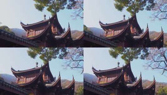 杭州永福禅寺建筑风景高清在线视频素材下载