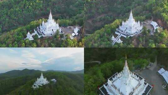 清迈寺庙 白寺庙 山顶寺庙高清在线视频素材下载