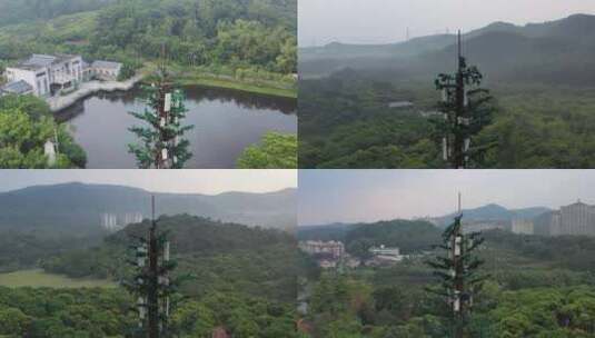 大屏障森林公园信号塔高清在线视频素材下载