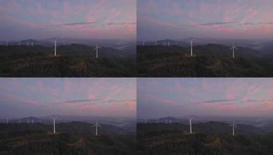 仙居顶 风力电站 朝霞-1高清在线视频素材下载
