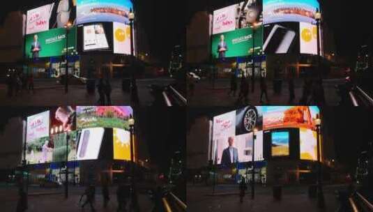 街道上发光的广告牌高清在线视频素材下载