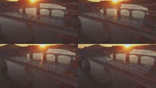 高清实拍河上的桥高清在线视频素材下载
