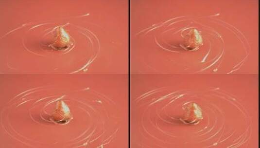 HD高速摄影一颗草莓甩开蜂蜜高清在线视频素材下载