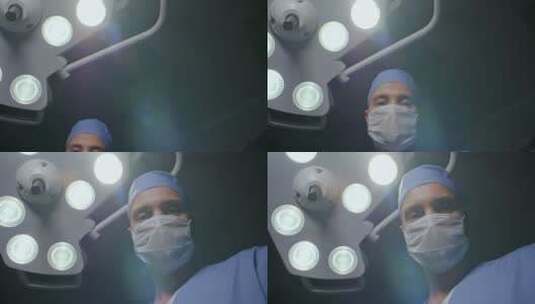 医生拿麻醉面罩扣向镜头高清在线视频素材下载