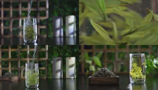 玻璃杯泡茶绿茶实拍高清在线视频素材下载