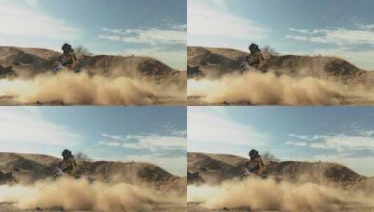 在沙漠漂移的摩托车高清在线视频素材下载