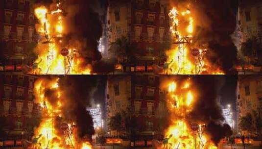 燃烧的建筑物高清在线视频素材下载