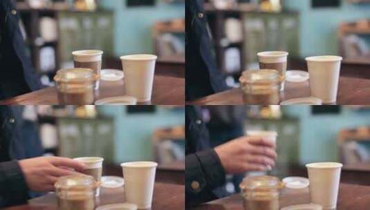 在咖啡店喝咖啡的镜头高清在线视频素材下载