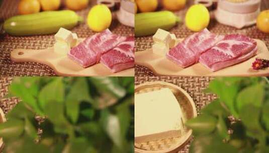 【镜头合集】北豆腐配五花肉高清在线视频素材下载