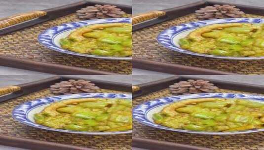 家常菜品红烧苦瓜4k竖版视频滑轨平移高清在线视频素材下载