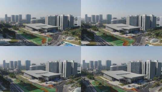 航拍河南郑州城市风光建筑高清在线视频素材下载