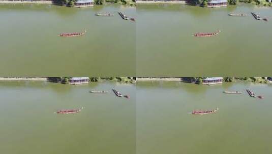 航拍划龙舟比赛4k摄影高清在线视频素材下载