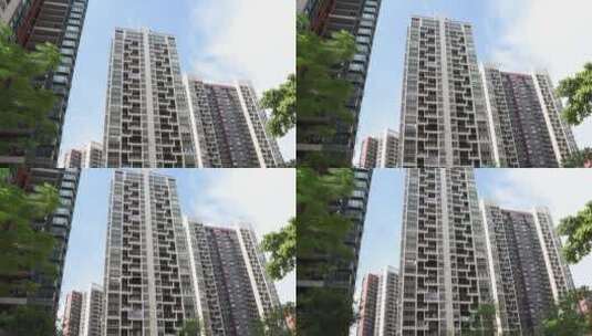 蓝天下的高层住宅楼高清在线视频素材下载