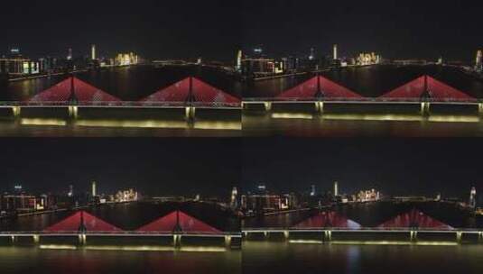 湖南长沙城市银盆岭大桥夜景高清在线视频素材下载