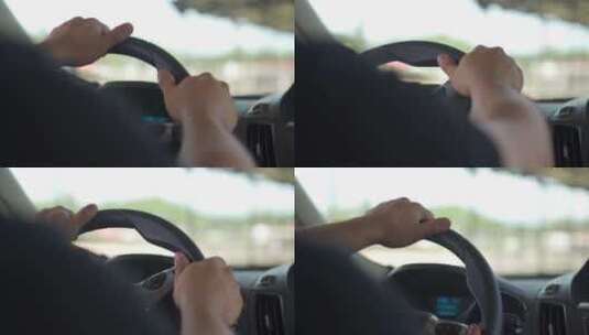 开车驾驶员汽车第一人称画面实拍视频高清在线视频素材下载