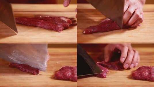 【镜头合集】切羊腿肉切羊肉高清在线视频素材下载