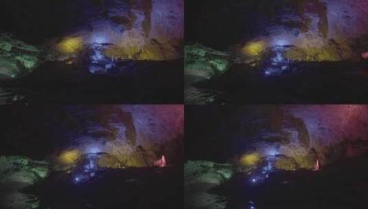 喀斯特充水溶洞中的钟乳石LOG高清在线视频素材下载
