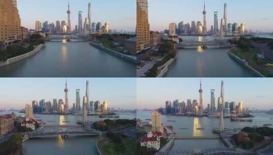 乍浦桥看浦东金融中心高清在线视频素材下载