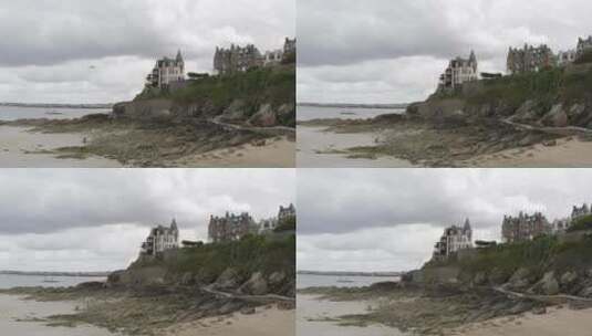 海岸悬崖边的房屋高清在线视频素材下载
