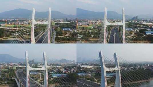 桂林南洲大桥前进左环绕高清在线视频素材下载