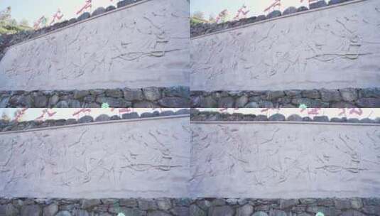 石屋坑村烈士墙雕塑高清在线视频素材下载