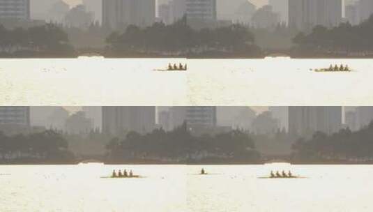 旅游景区 南京玄武湖 阳光下 划船远景高清在线视频素材下载