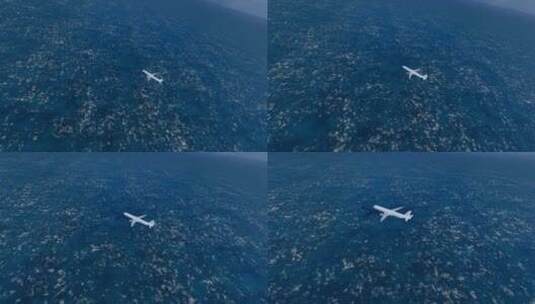 4K 民航飞机飞过大海高清在线视频素材下载