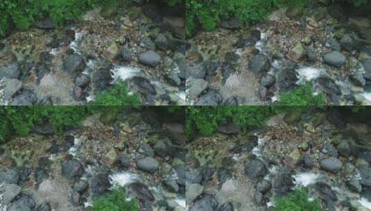 俯拍夏日山涧溪流高清在线视频素材下载