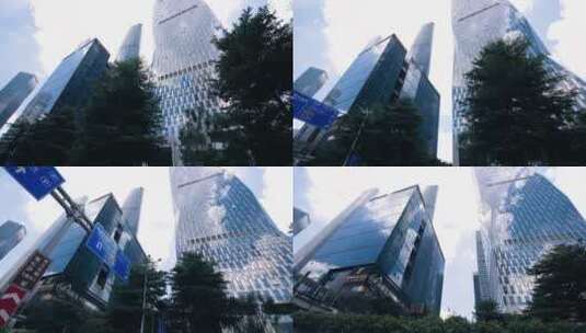 广州商业中心地标建筑，街道两旁的高楼大厦高清在线视频素材下载