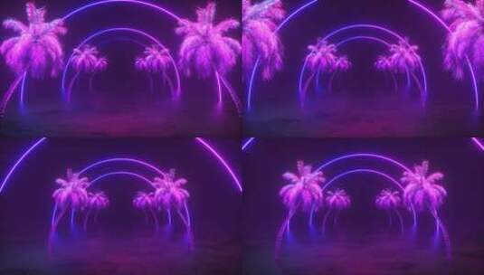 圆环下的椰树高清在线视频素材下载