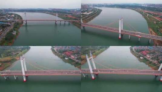 株洲枫溪大桥航拍高清在线视频素材下载