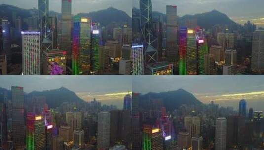 航拍香港夜景城市风光高清在线视频素材下载