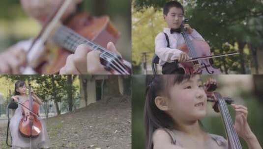 小学生提琴演奏高清在线视频素材下载