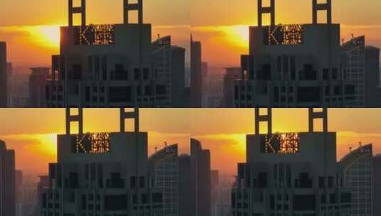 黄昏夕阳穿过上海K11高楼大厦高清在线视频素材下载
