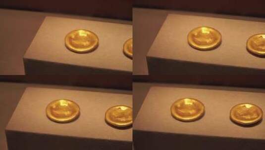 黄金金锭金币古代钱币高清在线视频素材下载